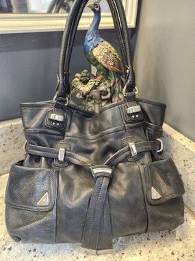 Retired B. Makowsky Slouchy Hobo Satchel Black Leather Large Handbag